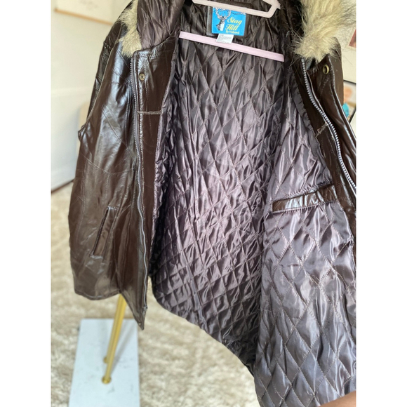 Stag Hill Haband Leather Coat Hooded Faux Fur Trim Brown 2XL Winter Boho Scandi - Picture 5 of 11